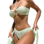 Damen Bandeau-Bikini mit elastischem Wickelsaft