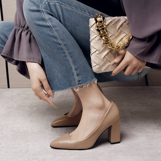 Damen elegante High Heels mit blockiertem Absatz R&B
