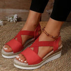 Damen Wedge-Sandalen mit geflochtenem Riemedesign R&B