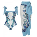 Damen Badeanzug-Set mit elegantem Wickelrock und modischen Schleifen R&B