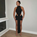 Damen Raffiniertes Minikleid mit eleganter Schlitz- und Wickeldesign R&B