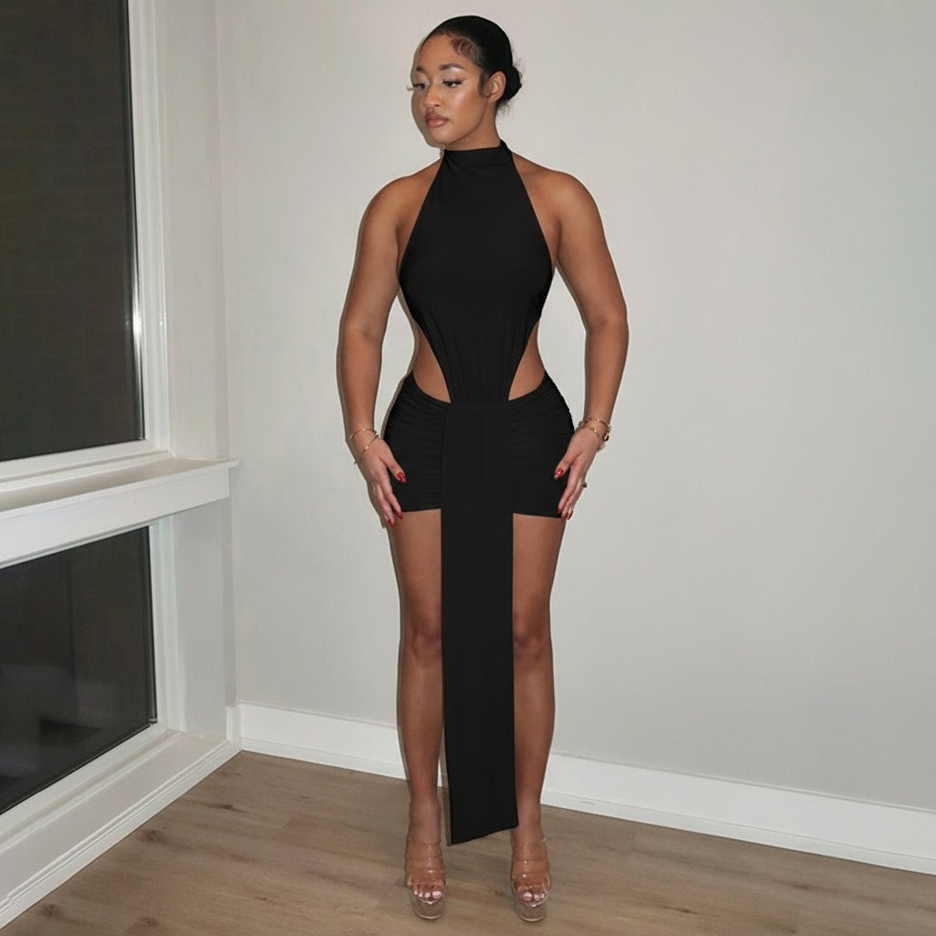 Damen Raffiniertes Minikleid mit eleganter Schlitz- und Wickeldesign R&B