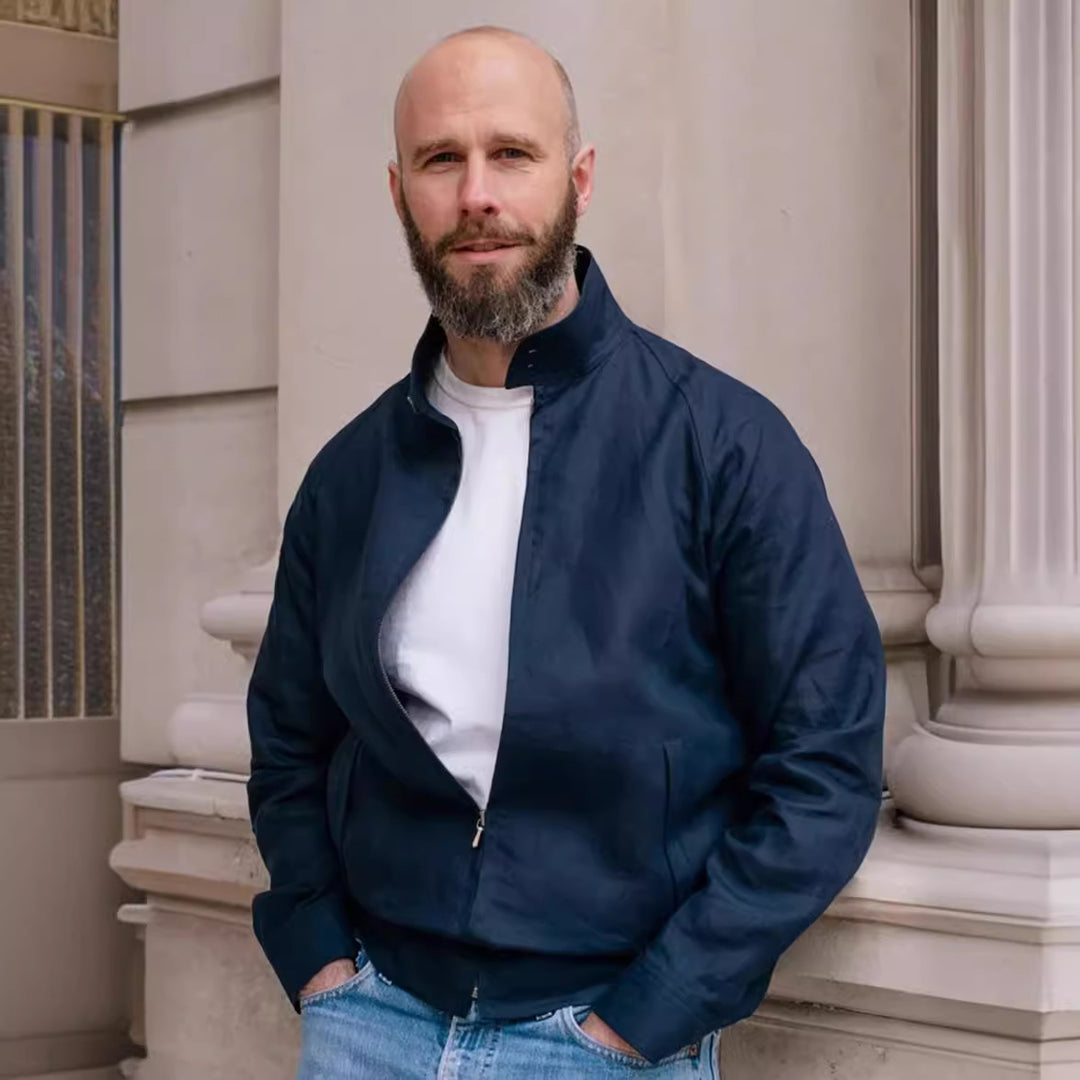 Herren leichte Übergangsjacke mit modernem Stehkragen R&B