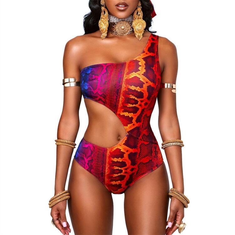 Damen asymmetrischer Cut-Out Badeanzug R&B