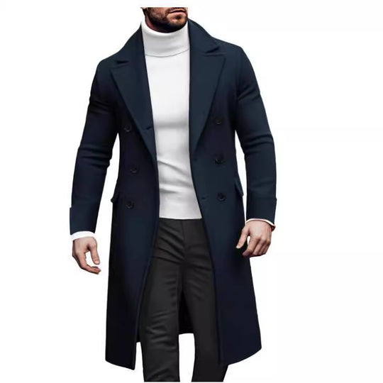 Herren Eleganter Doppelreiher-Mantel mit hochwertigem Material und klassischem Schnitt R&B