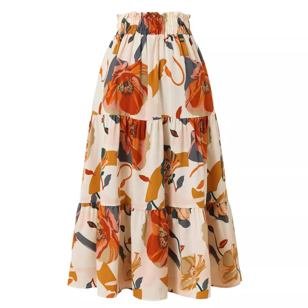 Damen Maxi-Rock mit Blumenmuster R&B