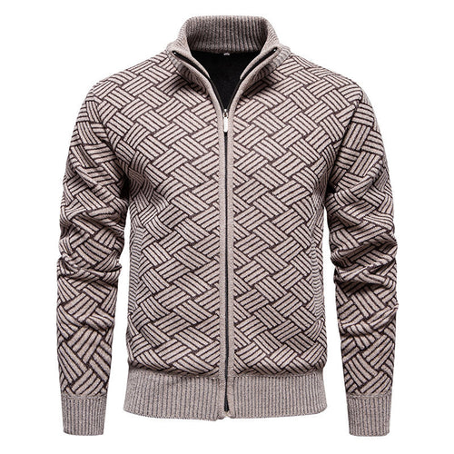 Herren modische Strickjacke mit hochgeschlossenem Kragen und Reißverschluss R&B
