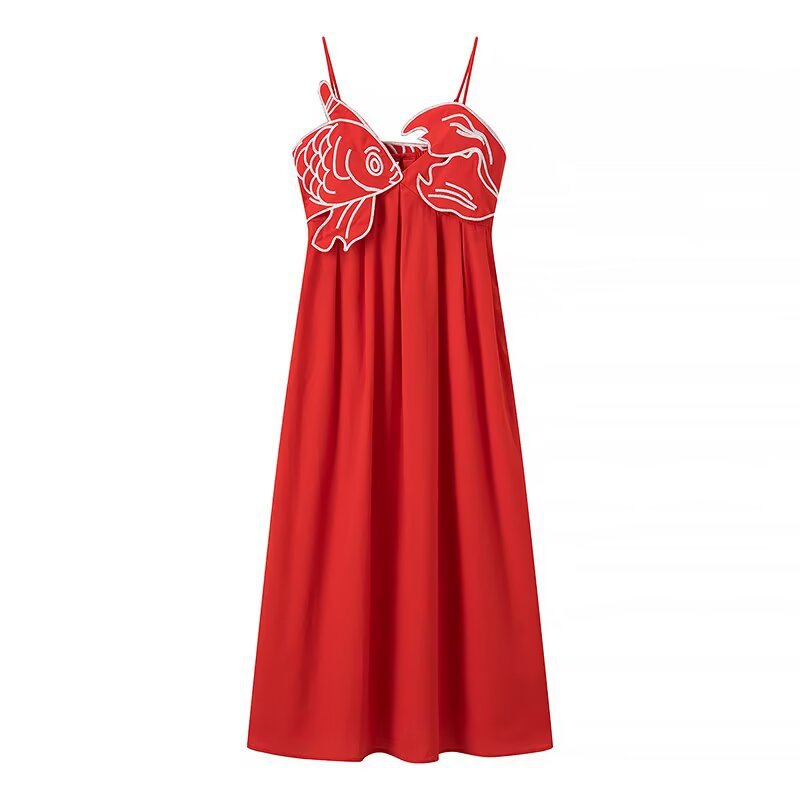 Damen Maxikleid mit verspieltem Fischnetz-Design und verstellbaren Spaghetti-Trägern R&B