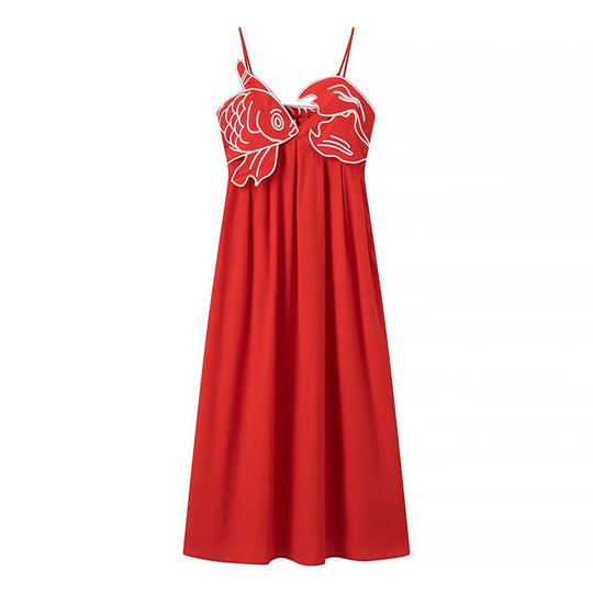 Damen Maxikleid mit verspieltem Fischnetz-Design und verstellbaren Spaghetti-Trägern R&B
