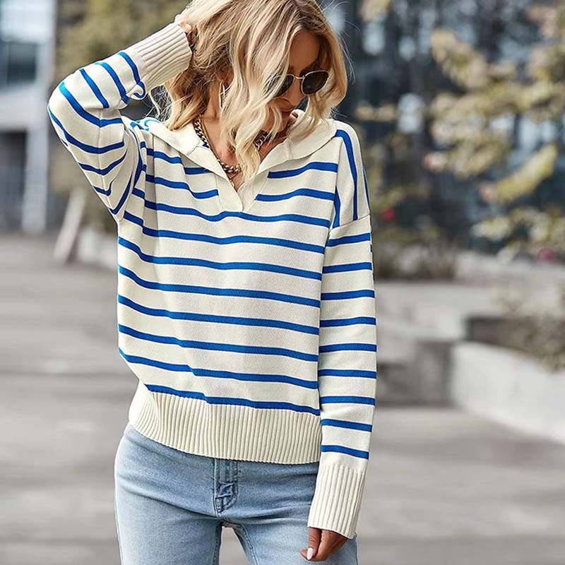 R&B | Gestreifter Strickpullover aus Feinem Material