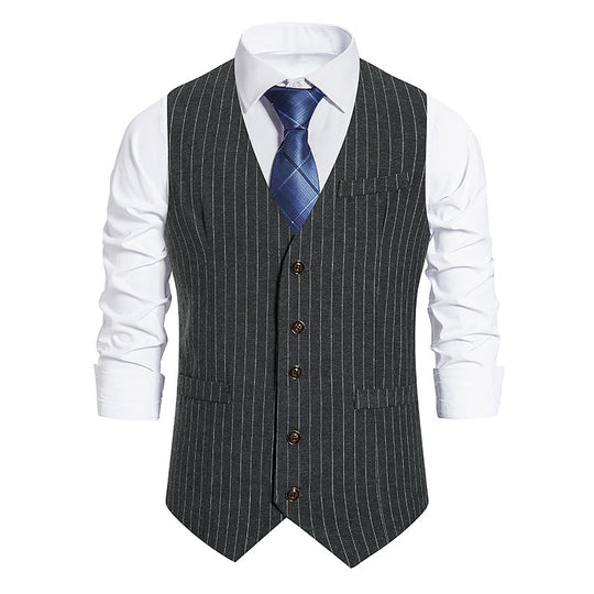 Herren elegante Anzugweste mit feinem Nadelstreifen und praktischen Taschen R&B