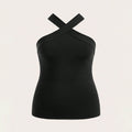 Damen Crop-Top mit schickem Kreuz-Ausschnitt und figurbetontem Schnitt R&B