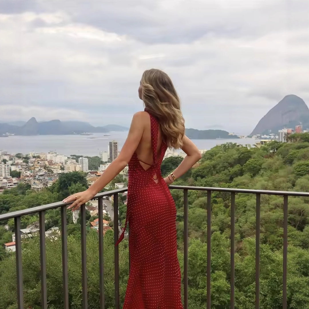 Damen Maxikleid mit raffiniertem Rückenausschnitt und eleganten Rüschen R&B