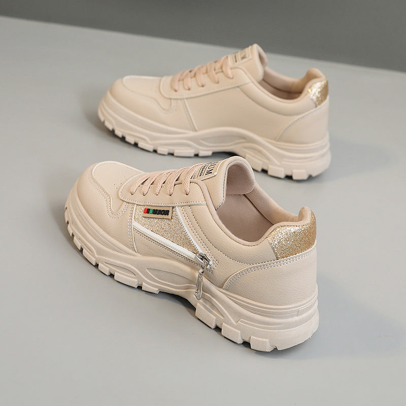 Damen sportliche Sneaker mit modischem Reißverschluss und stoßdämpfender Sohle R&B