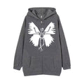 Damen Zip-Hoodie mit einzigartigem Skelett- und Schmetterlingsmotiv