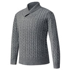 Herren Grobstrickpullover mit modernem Schalkragen und Zopfmuster R&B