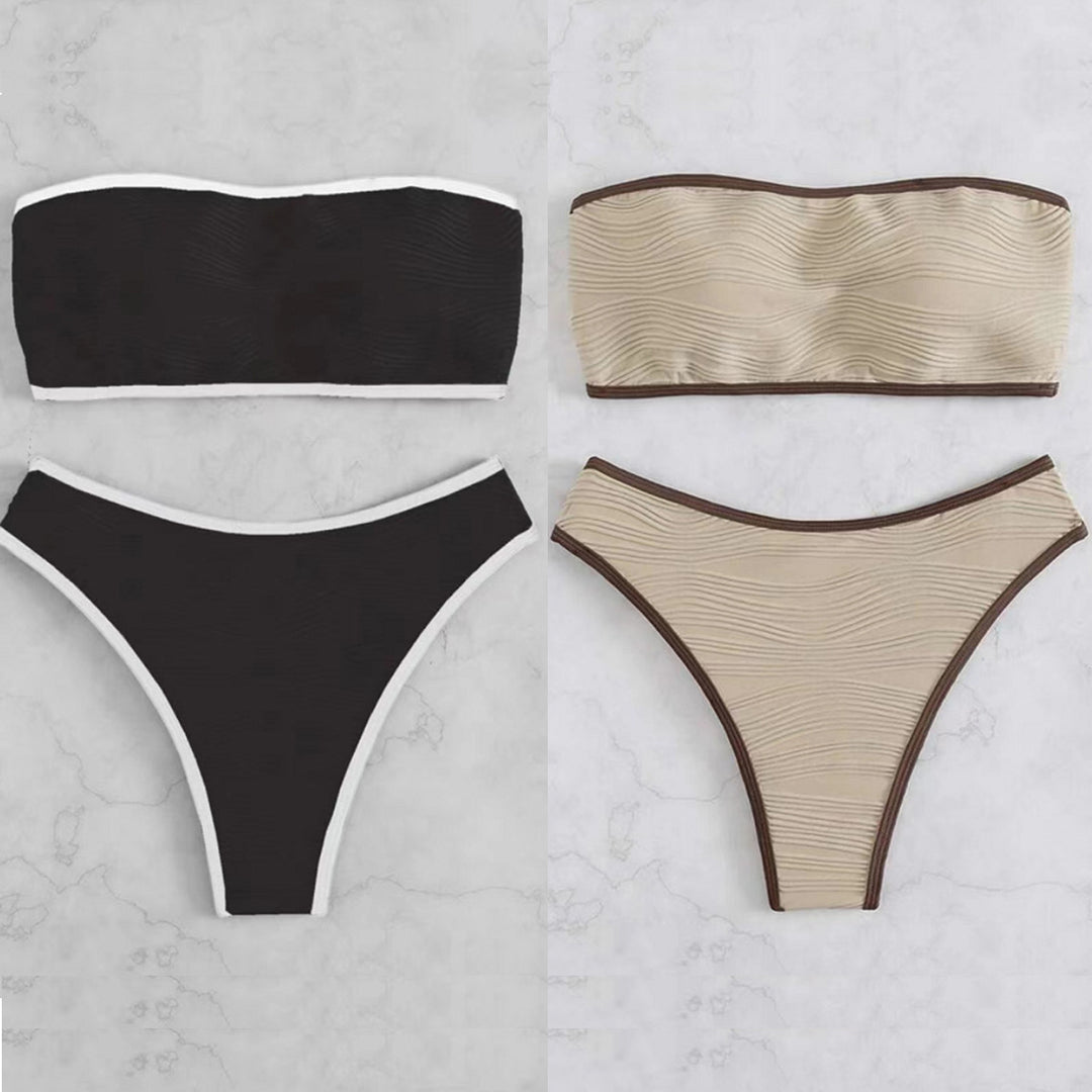 Damen Bandeau-Bikini-Set mit strukturiertem Design R&B