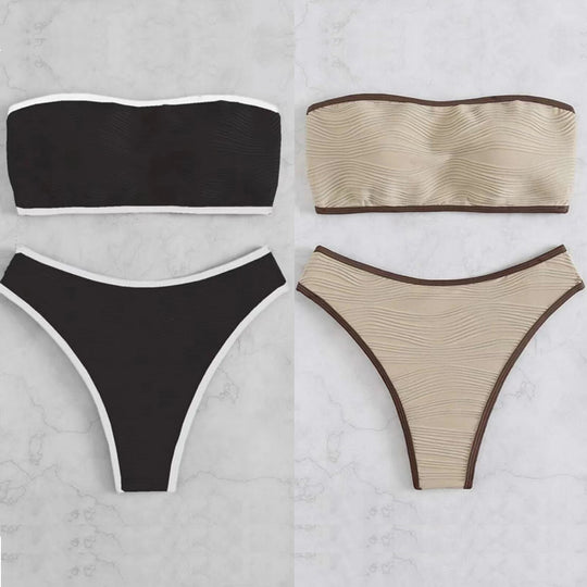 Damen Bandeau-Bikini-Set mit strukturiertem Design R&B