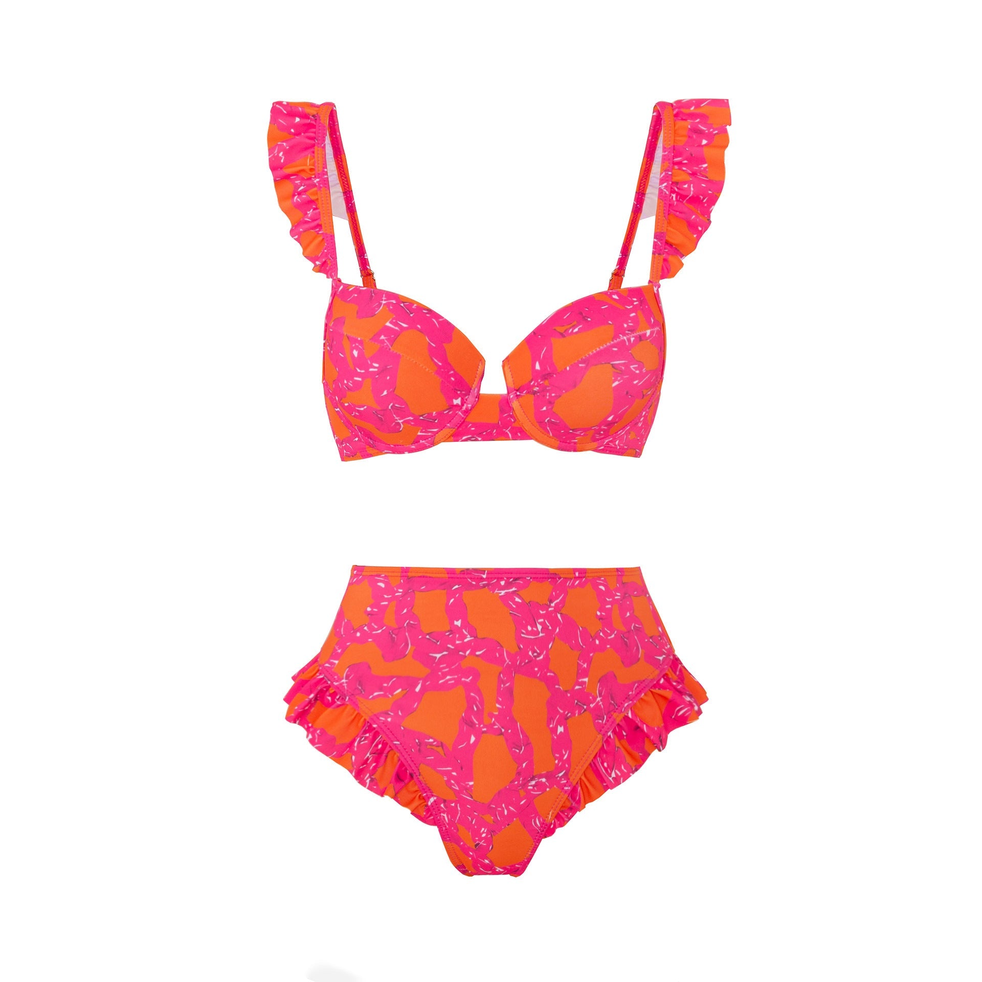 Damen Bikini-Set mit raffinierten Rüschen und elegantem Wickelrock R&B