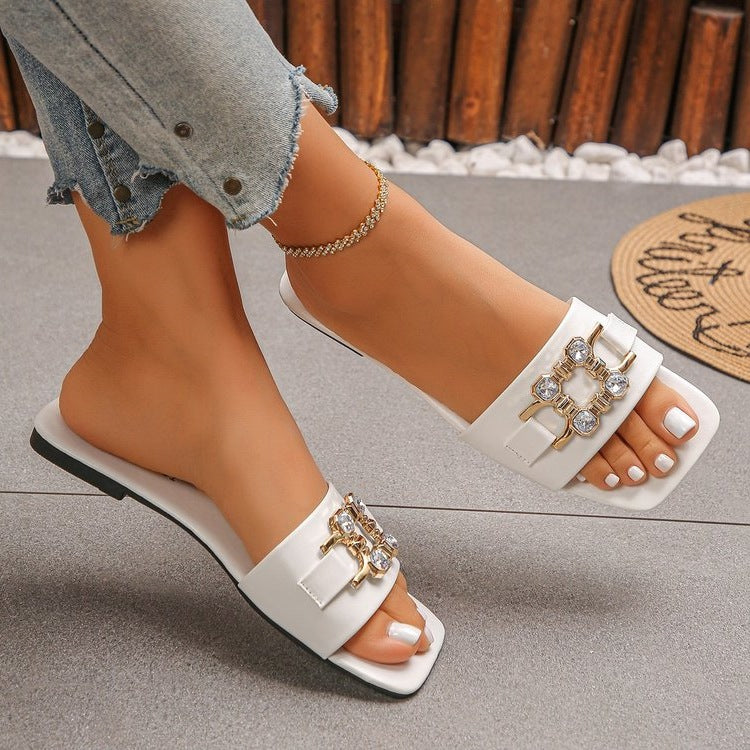 Damen modische Slides mit glitzernder Schnallenverzierung R&B