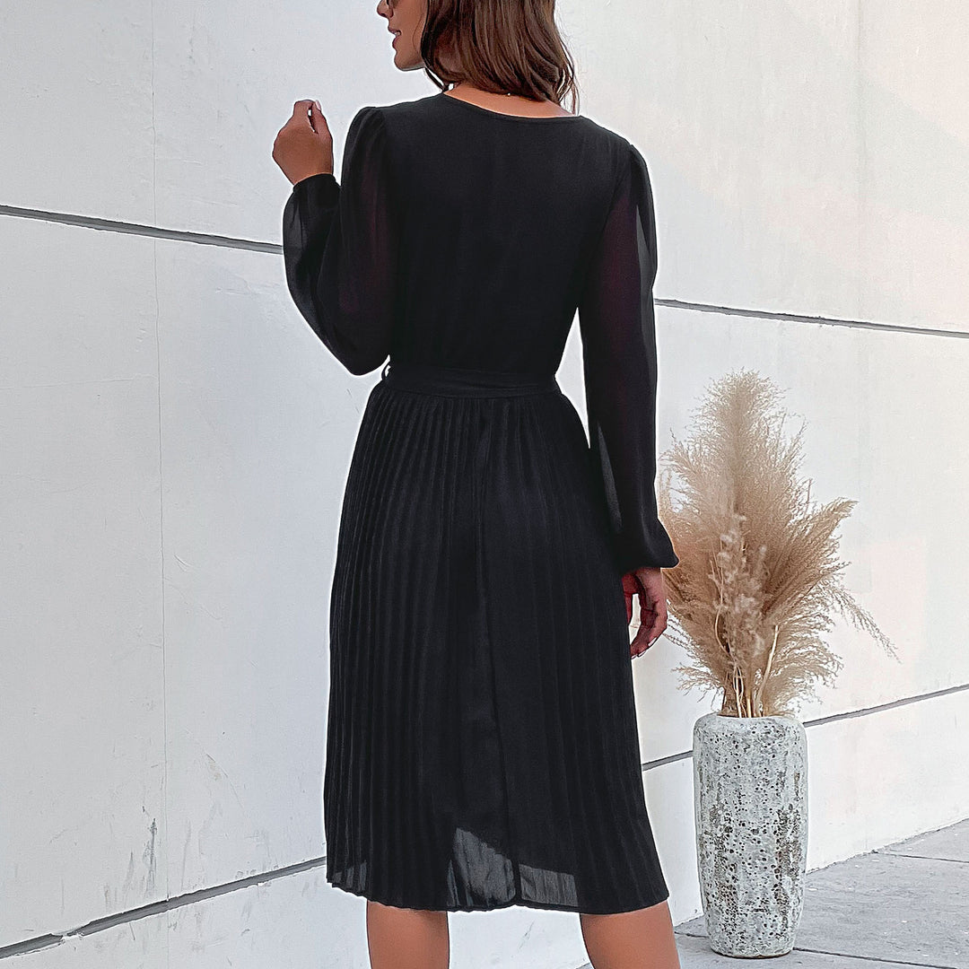 Damen Plissiertes Wickelkleid mit Gürtel R&B