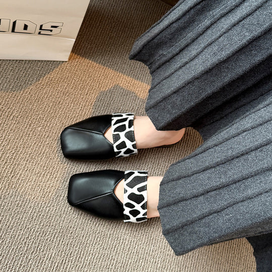 Damen Offene Mules mit modischem Knoten-Design und tierischem Muster R&B
