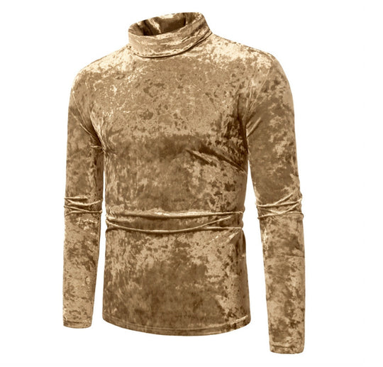 Herren eleganter Rollkragenpullover aus Samt R&B