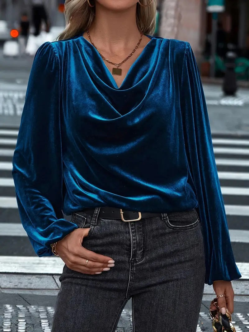 Damen Elegantes Viskosebluse mit Wasserfallausschnitt R&B