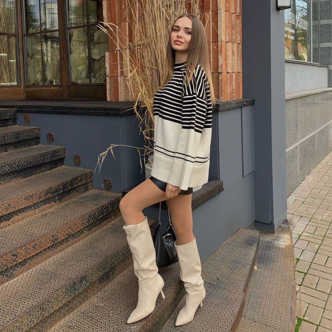Damen Oversized Strickpullover im maritimen Design R&B