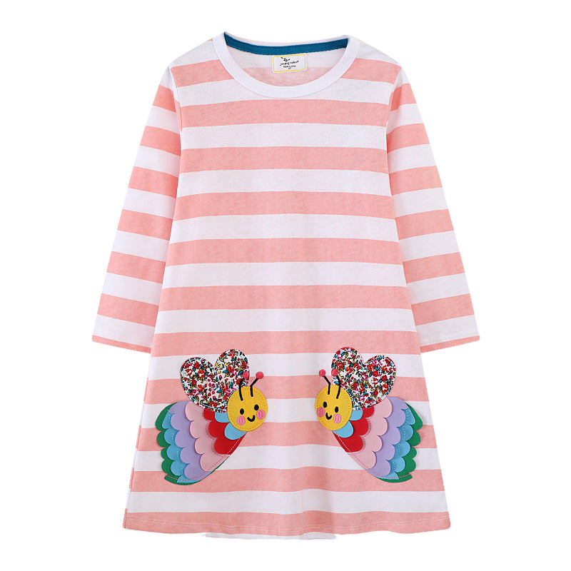 Mädchen Langarmkleid mit buntem Schmetterlingsdesign R&B