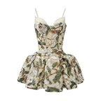 Damen Minikleid mit floralem Muster und voluminösem Rock R&B