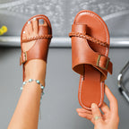 Damen modische Sandalen mit geflochtenem Riemen und verstellbarem Schnallenverschluss R&B