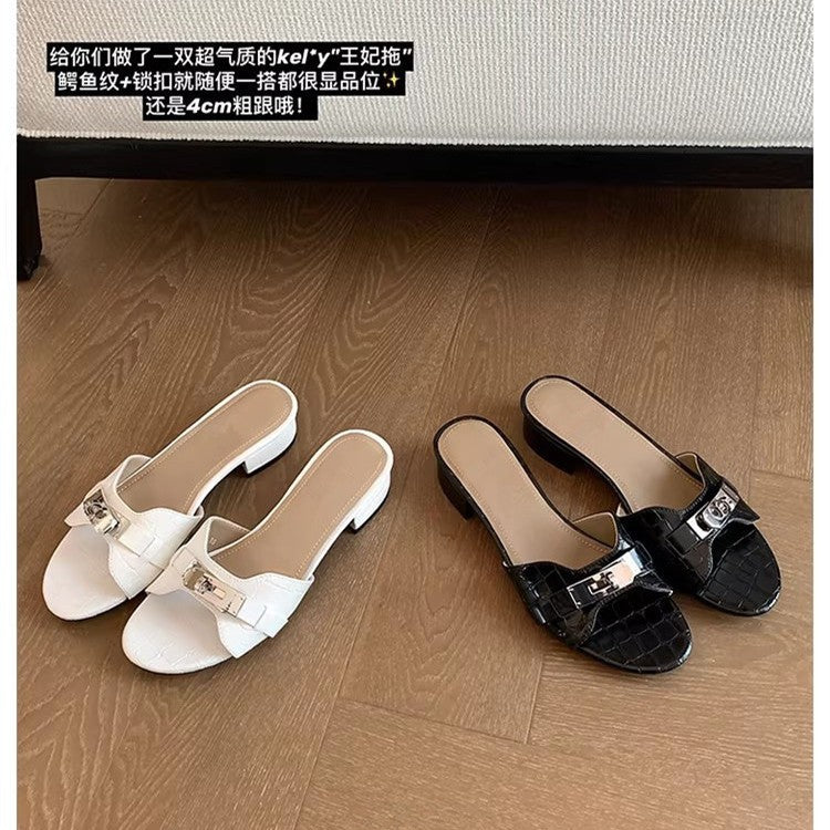 Damen Elegante Mules mit modischer Schnalle R&B