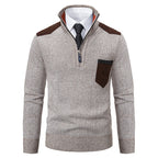 Herren eleganter Strickpullover mit Kragen und Taschen R&B