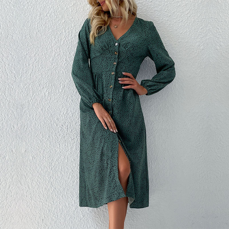 Damen Hemdkleid mit elegantem V-Ausschnitt und Knopfdetails R&B