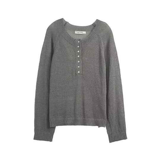 Damen lässiger Pullover mit Knopfdetails R&B