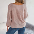 R&B | Bequemer Einfarbiger Strickpullover Für Freizeit