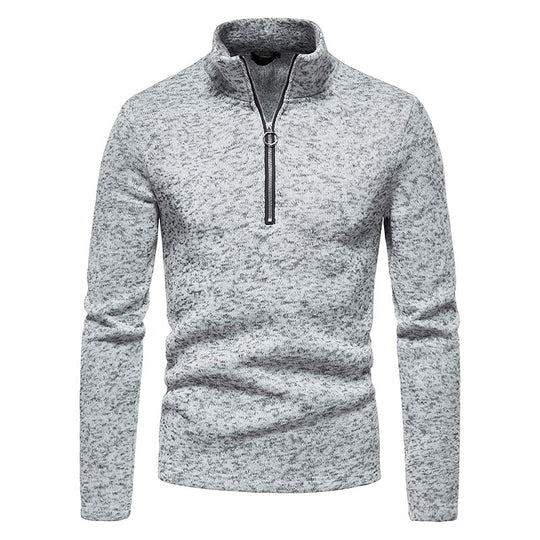 Herren Strickpullover mit modernem Zipper und hohen Kragen R&B
