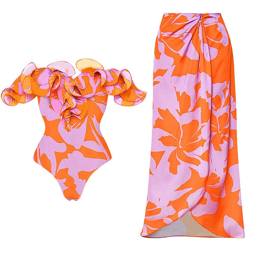 Damen Einteiliger Badeanzug mit eleganten Rüschendetails R&B