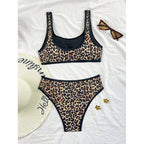Damen Hochgeschnittener Bikini mit animalischem Design