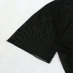 Damen Transparente Kurzarm Bluse R&B