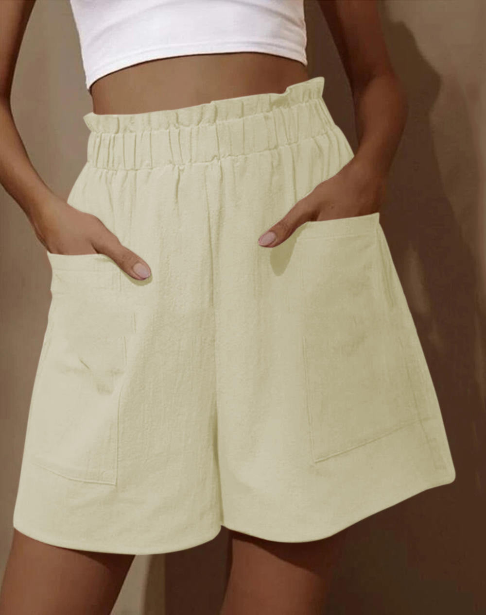 Damen Baumwollshorts mit elastischem Bund und praktischen Taschen R&B