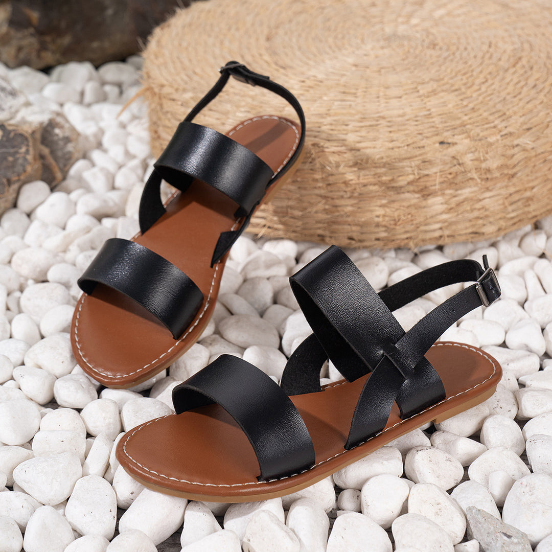 Damen Sommerliche Ledersandalen mit verstellbarem Riemendesign R&B
