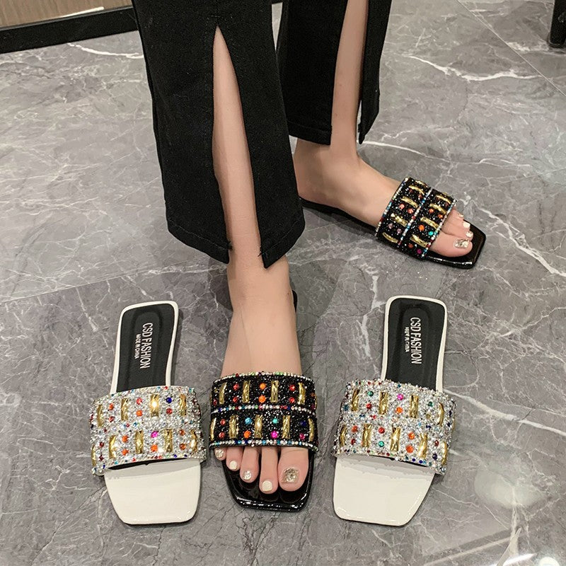 Damen Glamouröse Slipper mit funkelndem Strass R&B