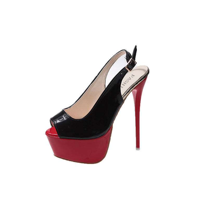 Damen Peeptoe High Heels mit offenem Fersenbereich und Stiletto-Absatz R&B