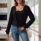 Damen Strickjacke mit Raffungen und V-Ausschnitt R&B