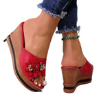 Damen Wedge-Pantoletten mit floralem Design R&B