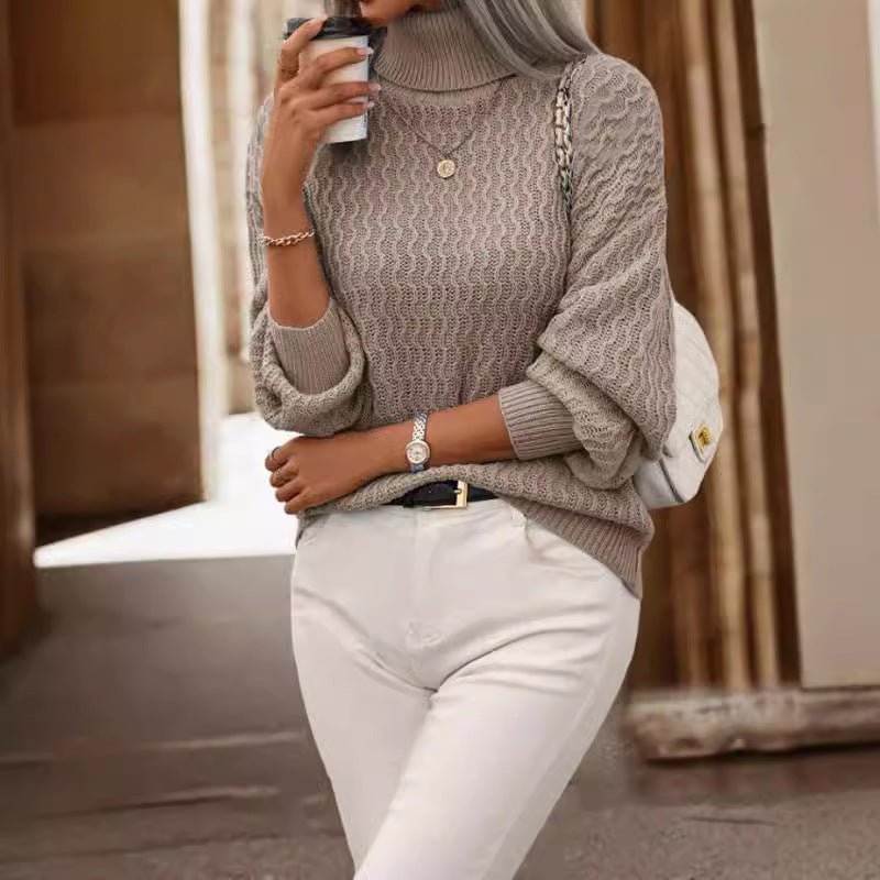 Damen Rollkragenpullover mit strukturiertem Muster und lässiger Passform R&B