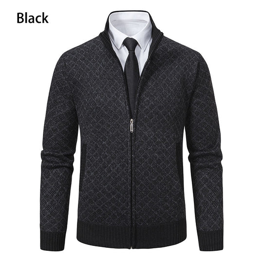 Herren Strickjacke mit modernem Zipper und hochwertigem Muster R&B