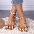 Damen Riemensandalen mit geflochtenem Design und Perlenakzenten R&B